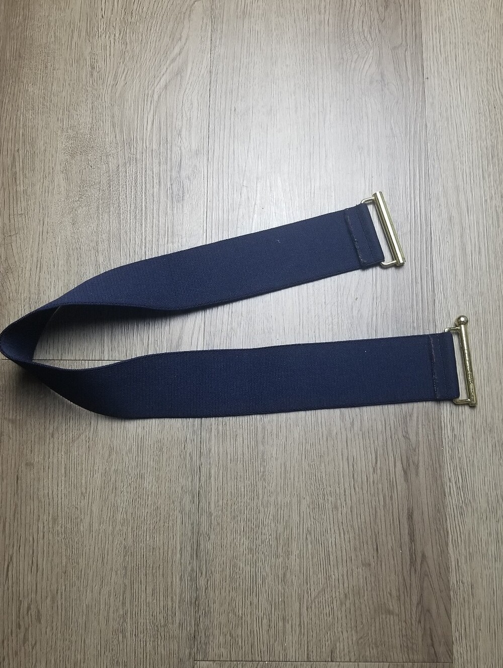 Women's Navy Stretchy Elastic Waist Belt with Gold Slide Buckle - Picture 5 of 7